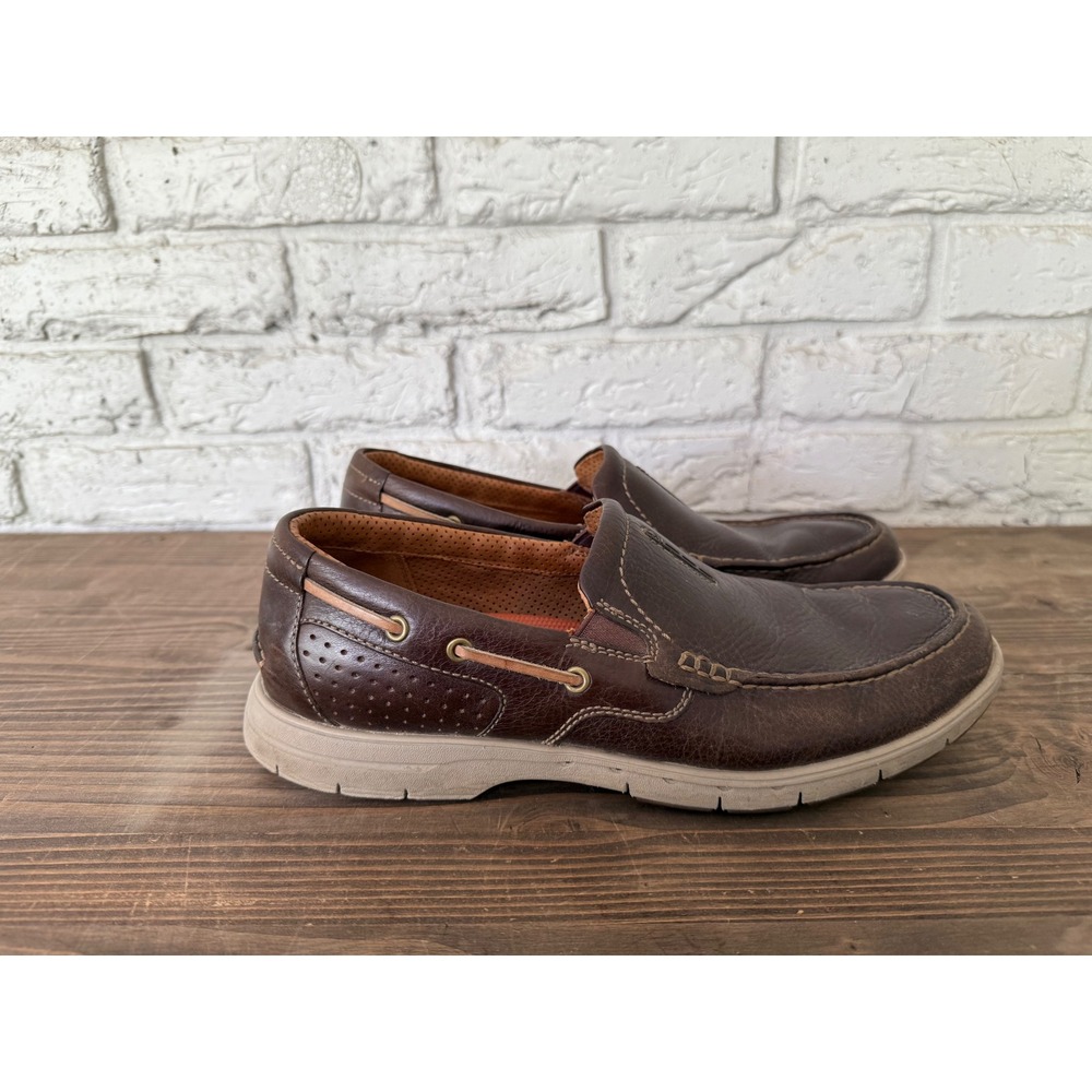 Clarks Unstructured Men's Leather Slip On Loafers Dress Casual Shoes Brown‎ 9M